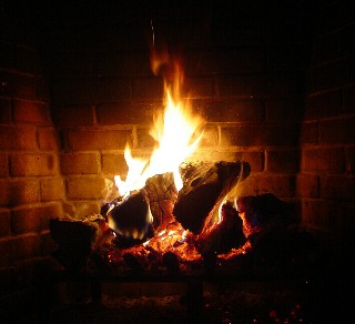 fire in the fireplace